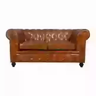 Chesterfield Style Leather 2 Seater Sofa